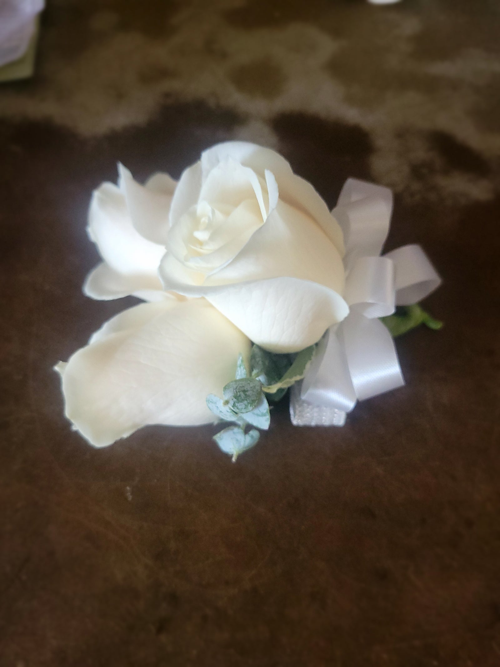 White roses corsage 