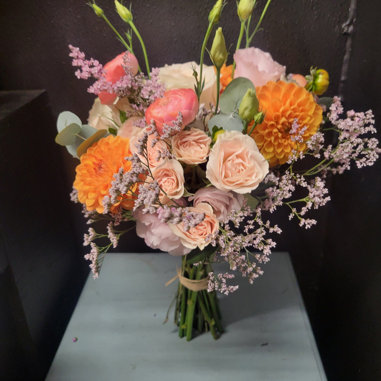 Bouquet with spray roses filler , ranunculus and lisianthus