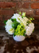 arrangements with white and green hydrangea lisianthus 